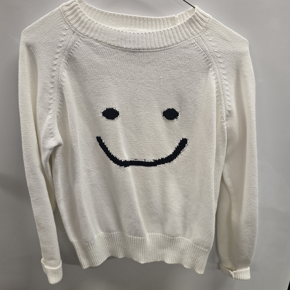 Smiley Face White Sweater Forever 21 S